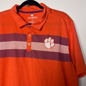 Colloseum Clemson Orange and Purple Embroidered Logo Short Sleeve Polo Mens XL